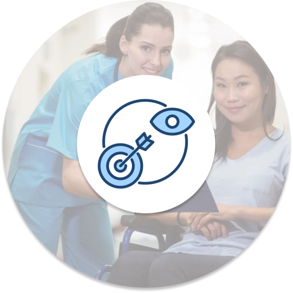 Support worker and NDIS participant reviewing goals together on a tablet, reflecting Ozzy Support Mates' person-centred approach